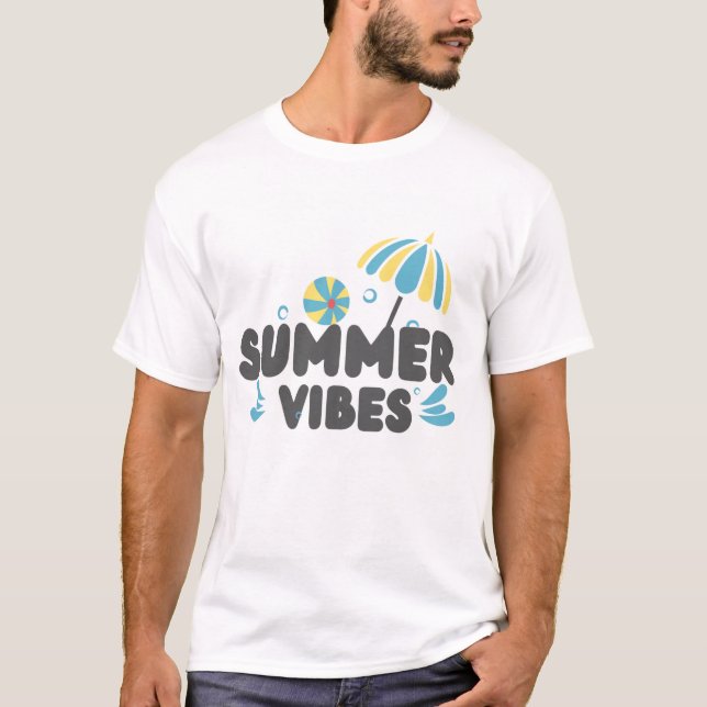 Sommarstämning T-Shirt | Strandparasoll Grafisk Te (Framsida)
