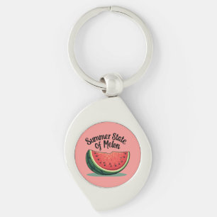 Sommarstaten Melon Retro Fruit Art Swirl Silverfärgad Nyckelring