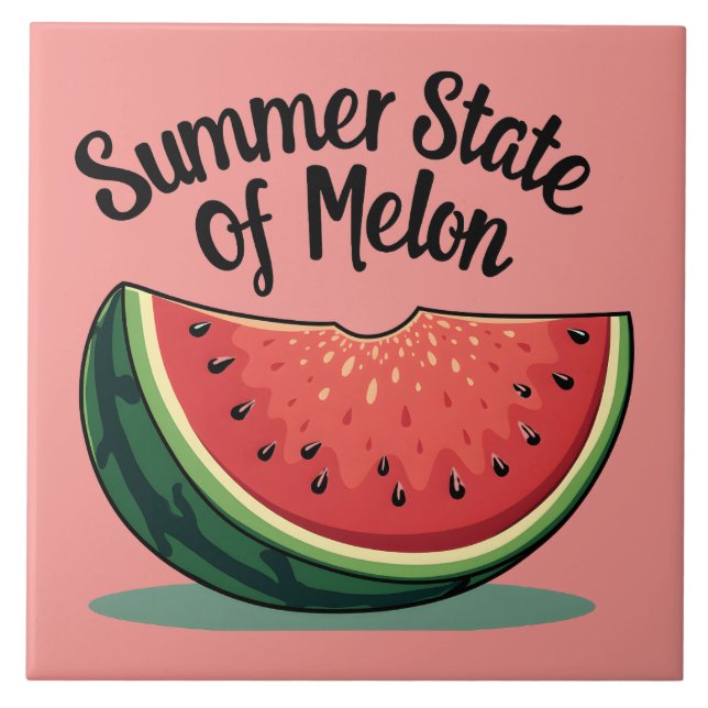 Sommarstaten Melon Retro Frukt Konst Kakelplatta (Framsidan)