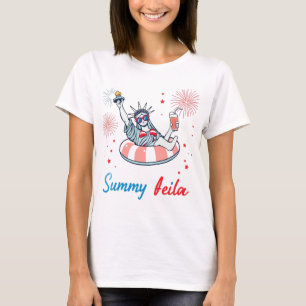 Sommarstaty Liberty Flytande Fjärde Juli T Shirt