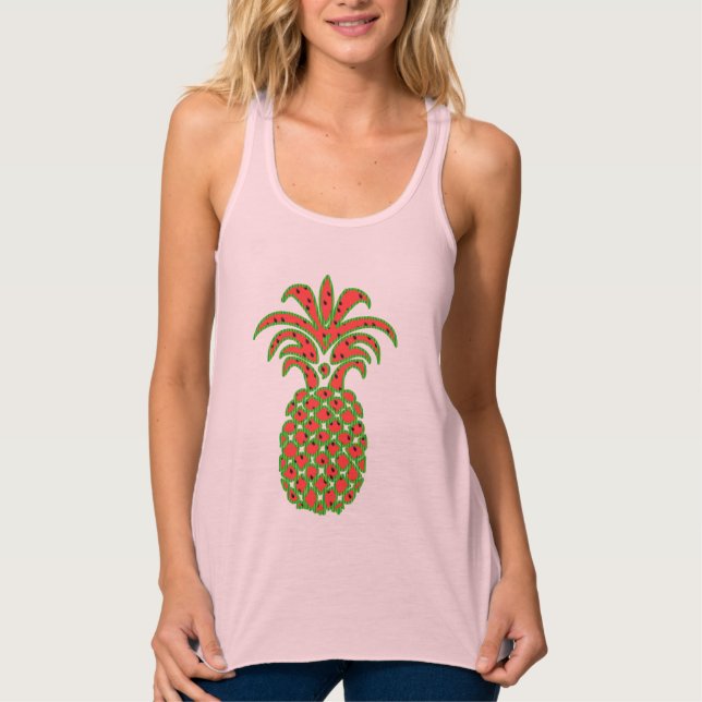 Sommarsträdans färgstarka pinäpple t-shirt-design linne med racerback  (Framsida)