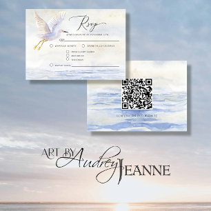 Sommarsträdning vid havsvatten Bird QR-kod Bröllop OSA Kort