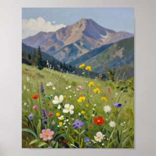 Sommarstrålning: En livfull äng med vilda blommor Poster