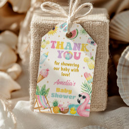 Sommarstrand Baby Shower Flicktema Tack Presentetikett