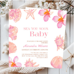 Sommarstrand Baby Shower med snigelskal Inbjudningar