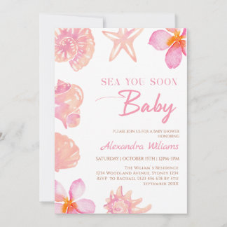 Sommarstrand Baby Shower med sniglar Inbjudningar