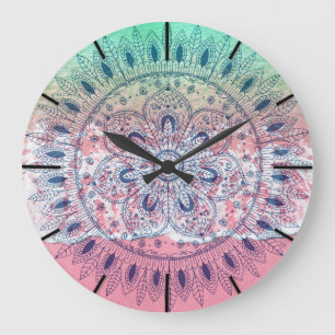 Sommarstrand bohemian mandala stor klocka