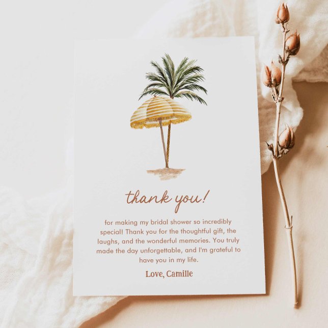 Sommarstrand Bröllopsfest Tacksamhetskort Tack Kort (Summer Beach Bridal Shower Thank you card)