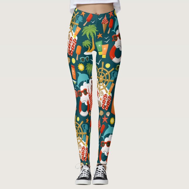 sommarstrand i party mönster leggings (Framsida)