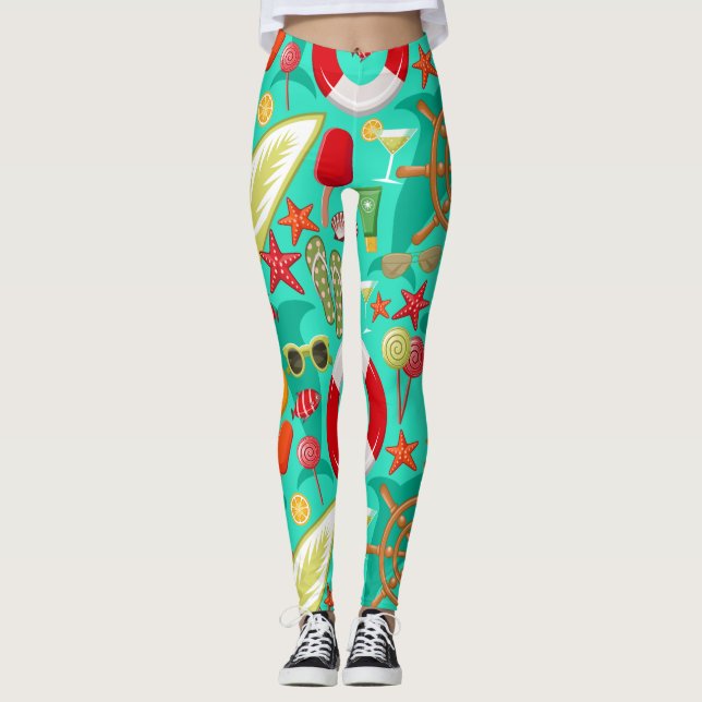 sommarstrand mönster leggings (Framsida)
