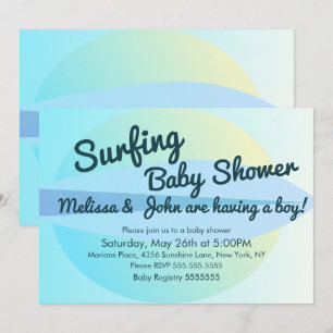 Sommarstrand Surfande Baby Shower Inbjudan