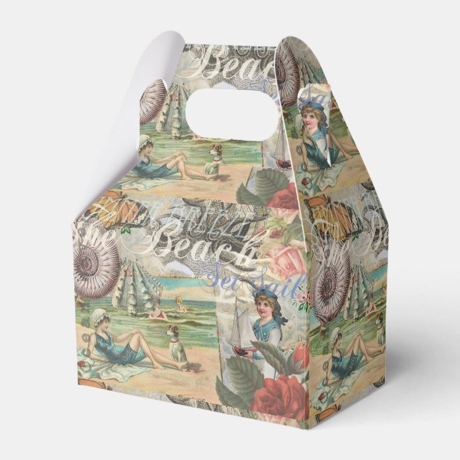 sommarstrand vintage bläckfisk antikt segelfartyg presentaskar (Framsidan Sidan)