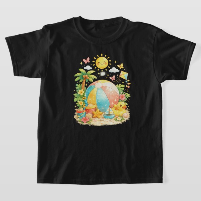 Sommarstrandboll Äventyr Barn T-Shirt | Söt Tr (Laydown)
