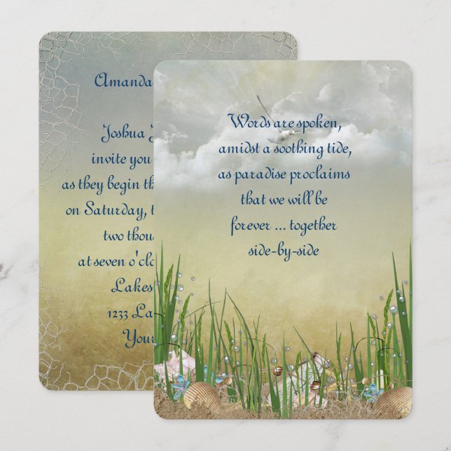 Sommarstrandbröllop Inbjudningar (Fram/baksida)