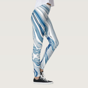 Sommarstranden nautisk vinkar vattenfärgsblåa snur leggings