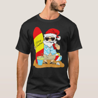 Sommarstranden på Surfan Santa Hawaiian jul i T Shirt