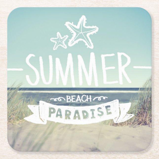 Sommarstrandparadis Underlägg Papper Kvadrat (Framsidan)