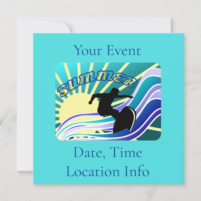 Sommarsurfande Roligt Thunder_Cove Inbjudningar (Framsida)