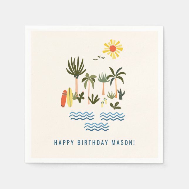SommarSurfans Födelsedagsfest Napkins Pappersservett (Framsidan)
