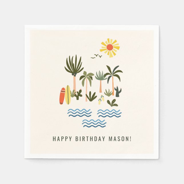 SommarSurfans Födelsedagsfest Pappersservett (Framsidan)