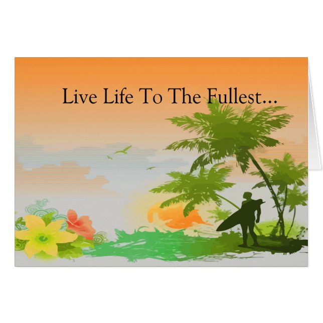 Sommarsurfareuppsättning Hälsningskort (Framsidan Horizontal)