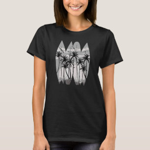 Sommarsurfboard Handflatan Träd Fiskmås Sunset Bea T Shirt