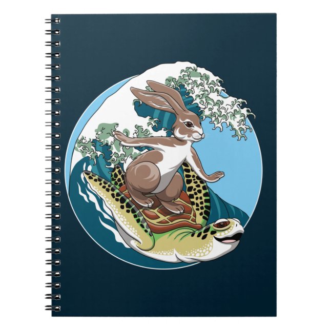 Sommarsurfing - Turtle and Rabbit Illustration Anteckningsbok (Framsidan)