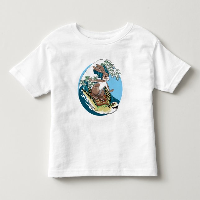 Sommarsurfing - Turtle and Rabbit Illustration T Shirt (Framsida)
