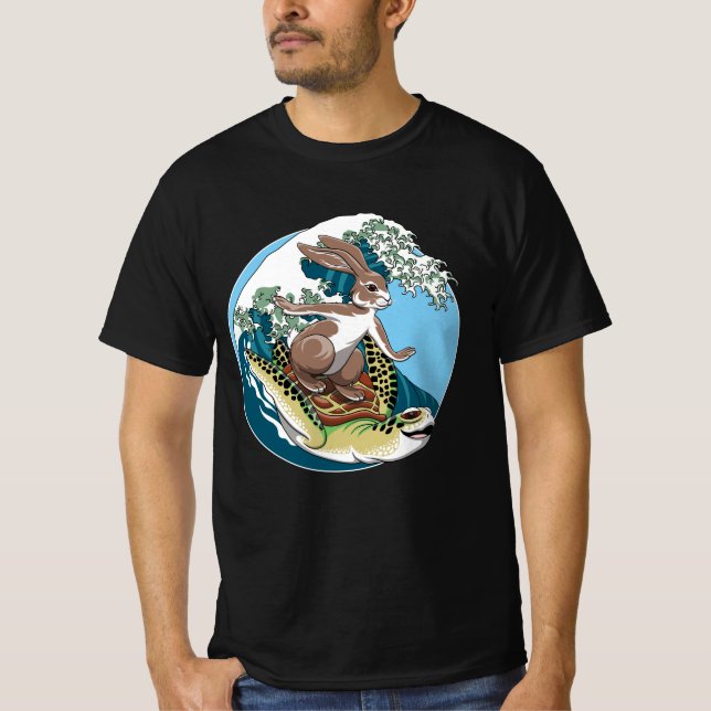 Sommarsurfing - Turtle and Rabbit Illustration T Shirt (Framsida)