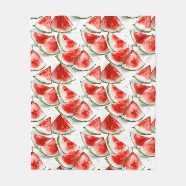 Sommarsvattenmelon Vattenfärg Mönster Fleecefilt (Framsidan)