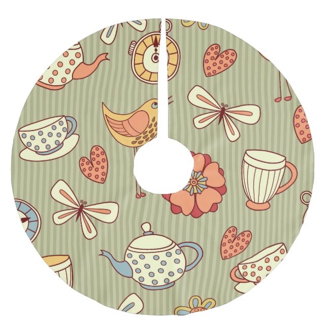 Sommartea Party: Sömlös Mönster Julgransmatta Borstad Polyester (Framsidan)
