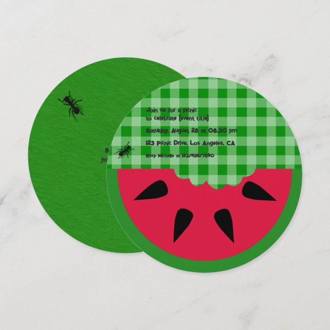 Sommartema BBQ Picknick Födelsedagsfest Anpassning Inbjudningar (Fram/baksida)