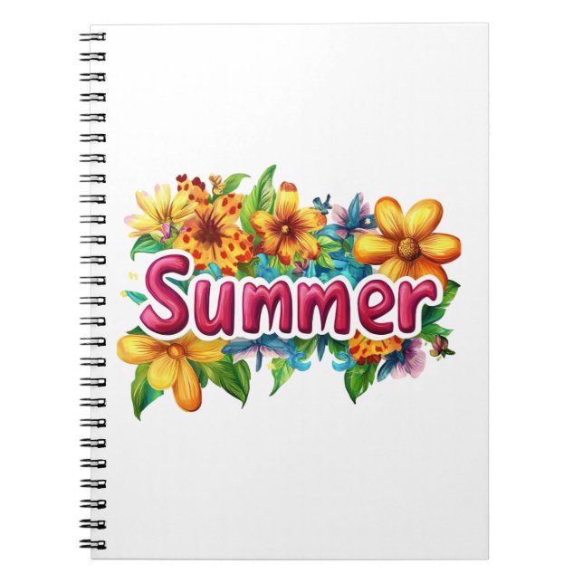 Sommartext - färgstark illustration av sommarblomm anteckningsbok (Framsidan)
