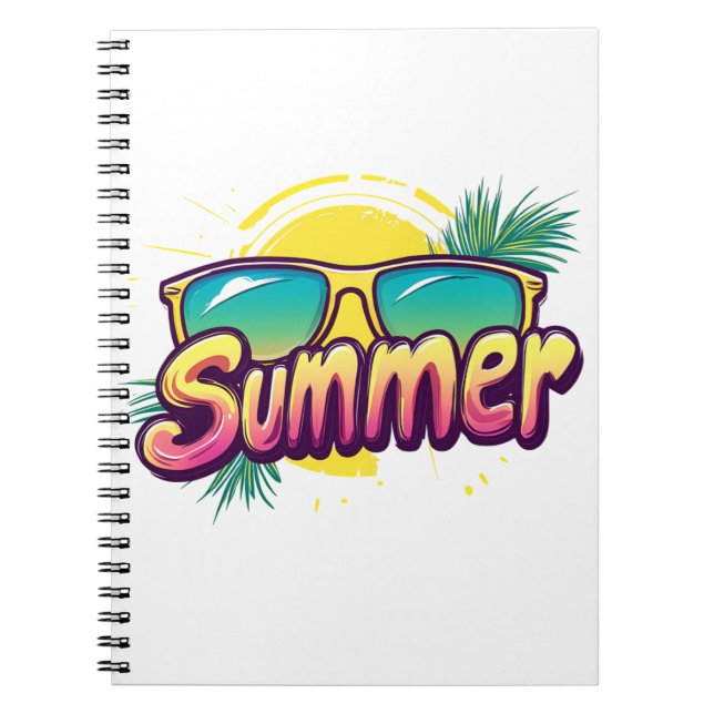 Sommartext - färgstarka sommarsolglasögon anteckningsbok (Framsidan)