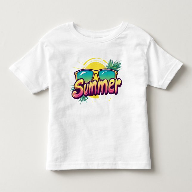 Sommartext - färgstarka sommarsolglasögon t shirt (Framsida)