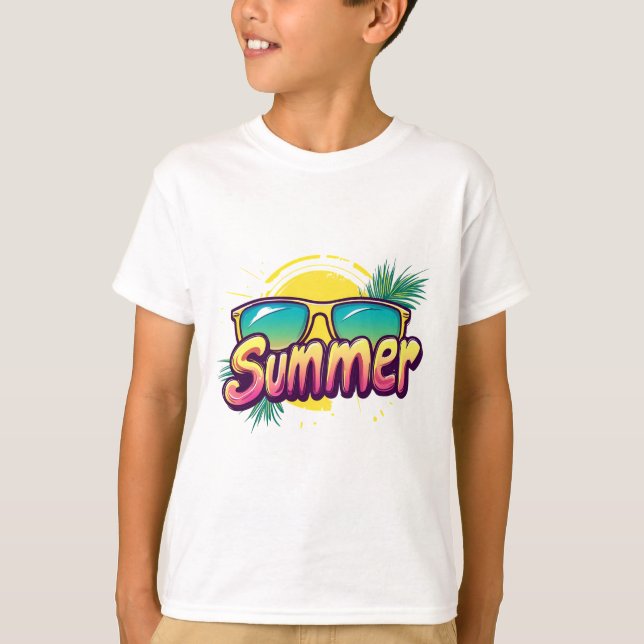 Sommartext - färgstarka sommarsolglasögon t shirt (Framsida)