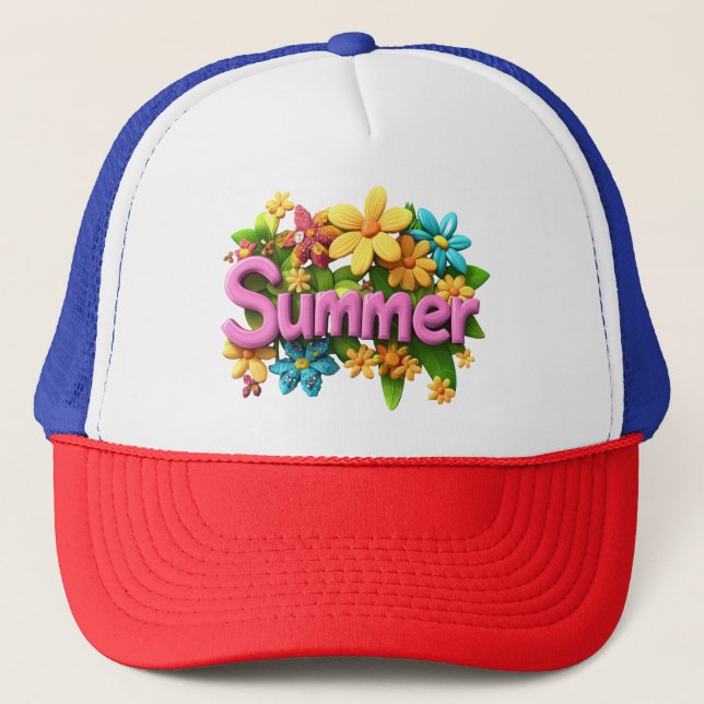 Sommartext med blommor keps (Framsida)