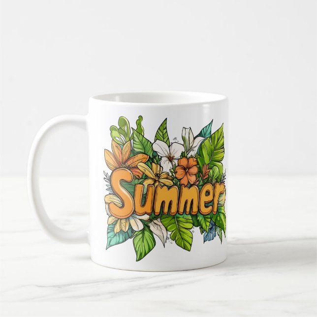 Sommartext - Sommardesign för Blommigten Kaffemugg (Vänster)