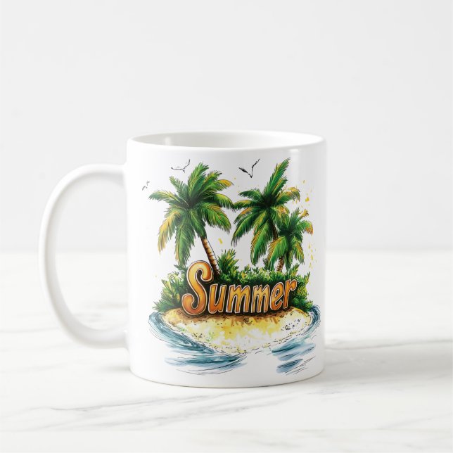 Sommartext - Tropiska sommarön Kaffemugg (Vänster)