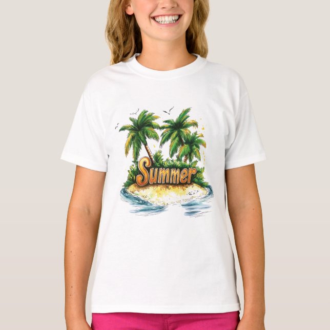 Sommartext - Tropiska sommarön T Shirt (Framsida)