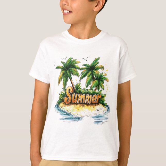 Sommartext - Tropiska sommarön T Shirt (Framsida)