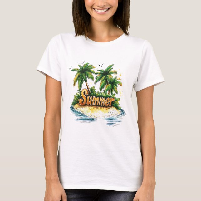 Sommartext - Tropiska sommarön T Shirt (Framsida)