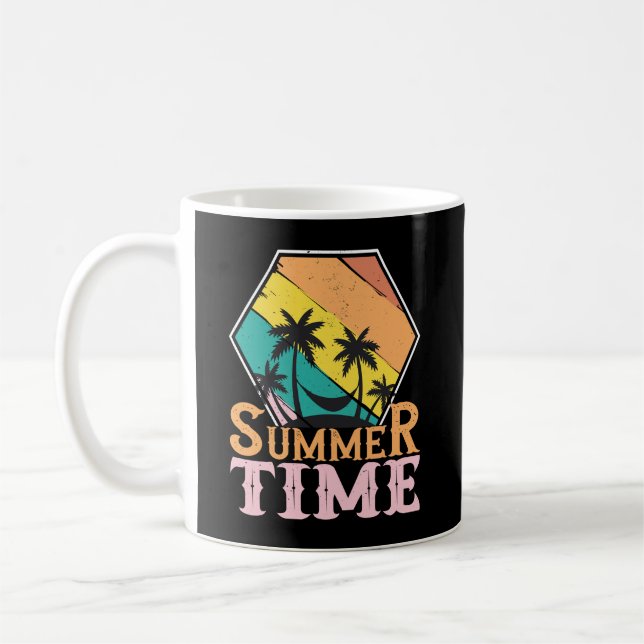 Sommartid, Beach, Hammock och Handflatan Träd Kaffemugg (Vänster)