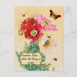Sommartid, Blommigt-poppies för Vintage Vykort