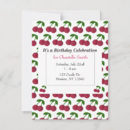 Sommartid Cherries Birthday Inbjudningar