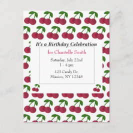Sommartid Cherries Birthday Inbjudningar
