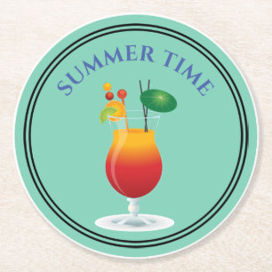 Sommartid: Cocktail Drinks Alcohol Beach Pub Roun Underlägg Papper Rund