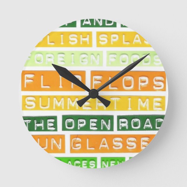 Sommartid, Flinflip flops - Orange, Gult och Grönt Rund Klocka (Framsida)