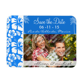 sommartid Handflatan; Azure Blue Tropical Hibiscus Magnet