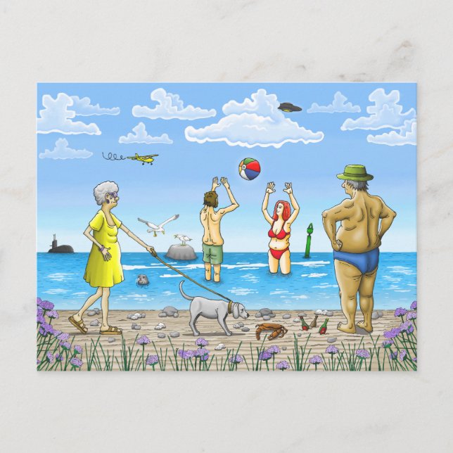 Sommartid på stranden vykort (Framsida)